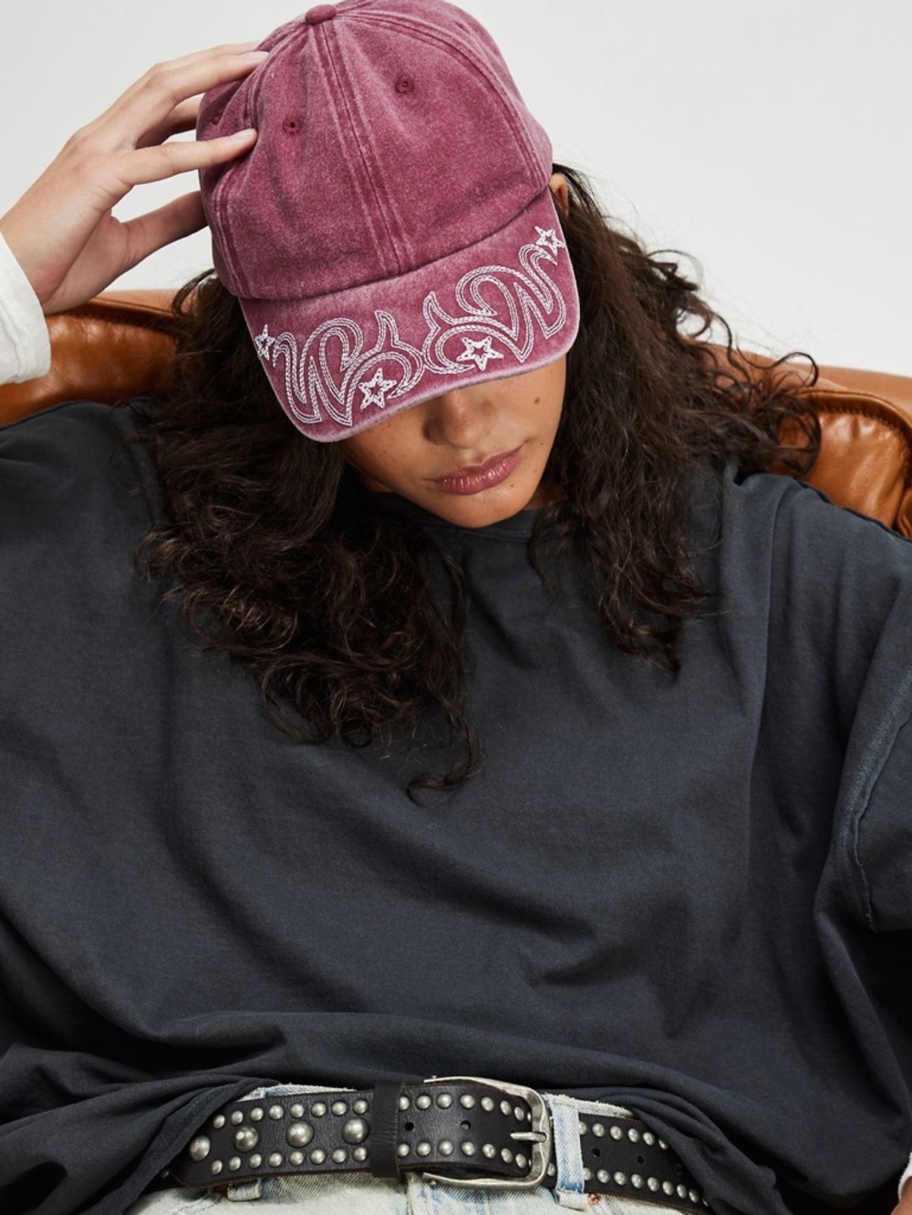 NWOT Free People x Understated Leather Reiko Washed Embroidered Baseball Hat